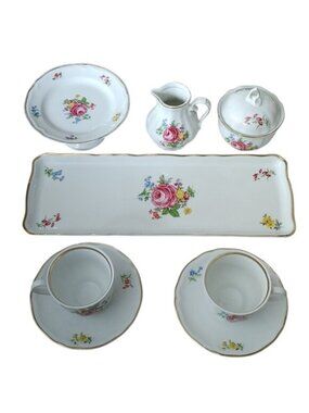 Schirnding Bavaria Tea Set Sandwich Tray Creamer Sugar Bowl Cups Saucers Dreden